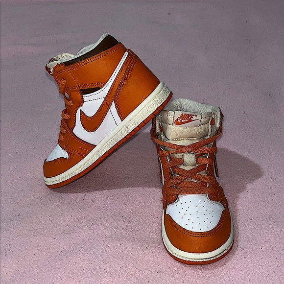 Nike Jordan 1 High Starfish Toddler Size 10c Orange Brown White Cream - Picture 1 of 6